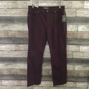 NWT Ralph Lauren slimming straight 12 p burgundy